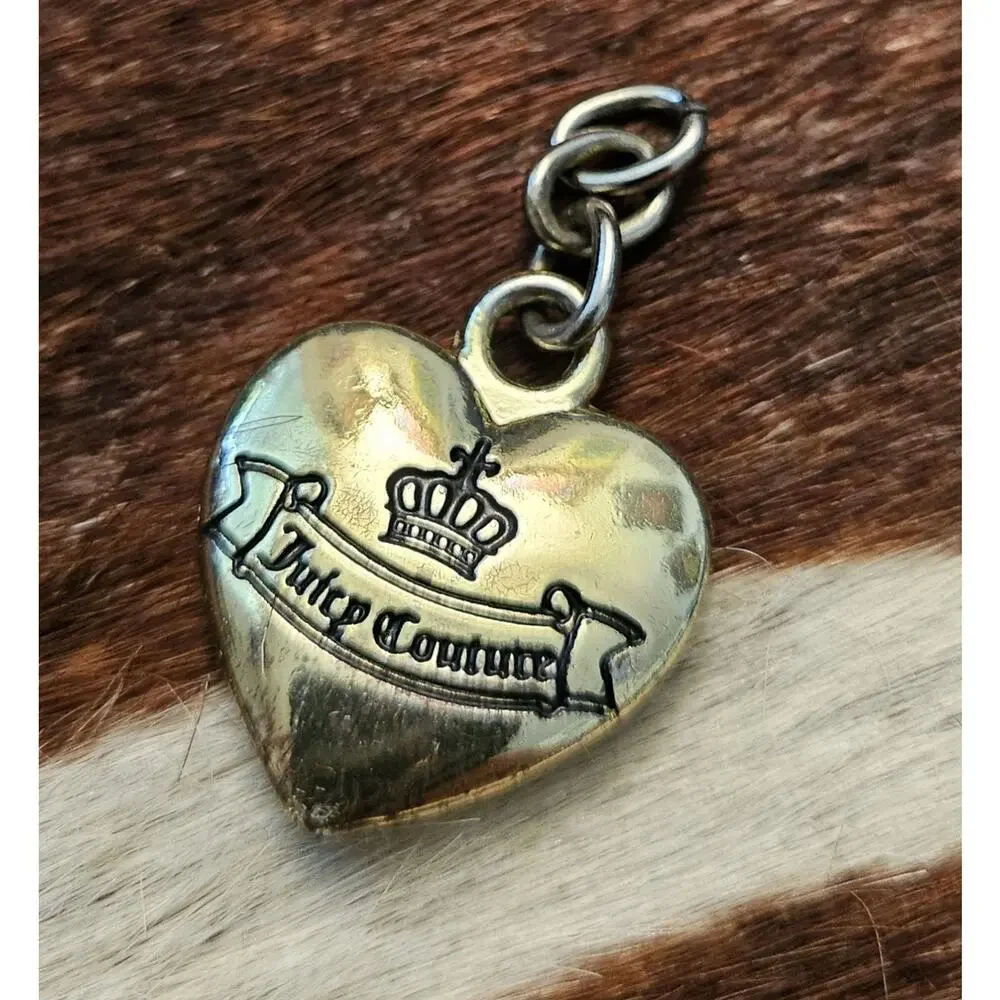 Vintage Y2K Juicy Couture Gold Tone Half/Broken BFF Heart Charm & Bonus Charm